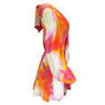 Load image into Gallery viewer, Rebecca Vallance Pink / Orange Multi Paradise Print Long Sleeved Silk Crepe De Chine Mini Dress
