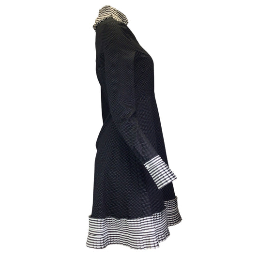Duncan Black / White Polka Dot Printed Long Sleeved Cotton Dress
