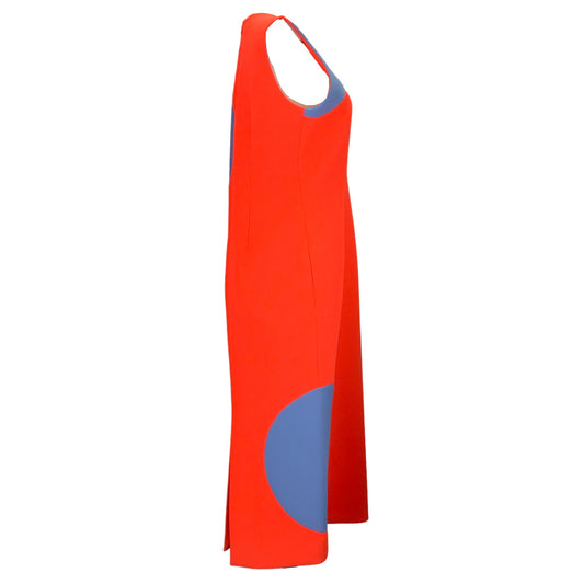 Roksanda Orange / Blue Sleeveless Colorblock Crepe Midi Dress