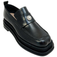 Load image into Gallery viewer, Simone Rocha Black Polished Leather Loafers with Pearl Embellishment