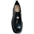 Load image into Gallery viewer, Simone Rocha Black Polished Leather Loafers with Pearl Embellishment