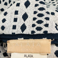 Load image into Gallery viewer, Alaia Navy Blue / White Patterned Viscose Stretch Knit Short Sleeved Flared Dress