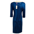 Load image into Gallery viewer, Leggiadro Deep Ocean Blue Solid Sequin 3/4 Length Sleeve Dress