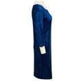 Load image into Gallery viewer, Leggiadro Deep Ocean Blue Solid Sequin 3/4 Length Sleeve Dress