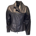 Load image into Gallery viewer, Giorgio Armani Black Bow Detail Moto Zip Leather Jacket