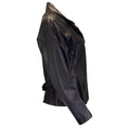 Load image into Gallery viewer, Giorgio Armani Black Bow Detail Moto Zip Leather Jacket