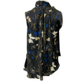 Load image into Gallery viewer, Sacai Black Multi Floral Sleeveless Tie Neck Blouse