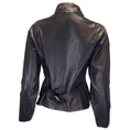 Load image into Gallery viewer, Giorgio Armani Black Bow Detail Moto Zip Leather Jacket