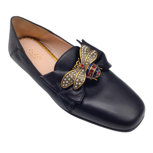 Gucci Black Queen Margaret Nappa Calfskin Leather Loafers