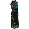 Load image into Gallery viewer, Sacai Navy Multi Floral Sleeveless Tie Neck Dress