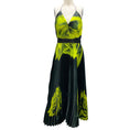 Load image into Gallery viewer, Alexandre Vauthier Black / Acid Green Pleated Satin Halter Dress