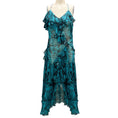 Load image into Gallery viewer, Alexandre Vauthier Zenith Blue / Black Printed Silk Chiffon Dress