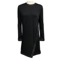 Load image into Gallery viewer, Tom Ford Black Lamb Leather Trimmed Long Sleeved Wool Stretch Midi Dress