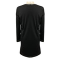 Load image into Gallery viewer, Tom Ford Black Lamb Leather Trimmed Long Sleeved Wool Stretch Midi Dress