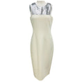Load image into Gallery viewer, Michael Kors Collection White / Silver Sequin Paneled Double Face Boucle Crepe Sheath Dress