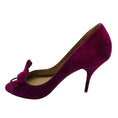 Load image into Gallery viewer, Valentino Purple Bow Detail Open Toe Suede Pumps