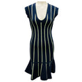 Load image into Gallery viewer, Herve Leger Navy / Green Ruffled Bandage Knit Isabel Dress