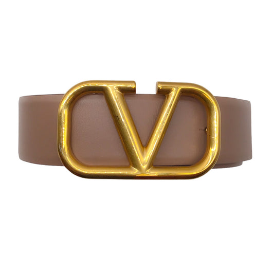 Valentino Taupe / Black Reversible VLogo Leather Belt