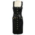 Load image into Gallery viewer, L'Agence Black Idy Button Front Vegan Leather Midi Dress