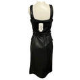 Load image into Gallery viewer, L'Agence Black Idy Button Front Faux Leather Midi Dress