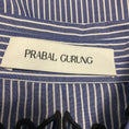 Load image into Gallery viewer, Prabal Gurung Blue / White / Navy Floral Embroidered Eyelet Striped Blouse
