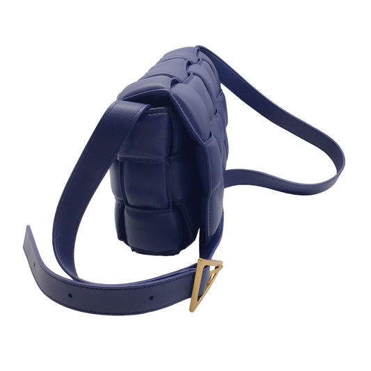 Bottega Veneta Blue Lambskin Leather Padded Cassette Handbag