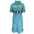 Load image into Gallery viewer, Chanel Teal Short Sleeved Belted Wool Tweed Dress