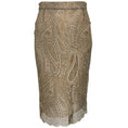 Load image into Gallery viewer, Chanel Nude / Silver Lace Overlay Pencil Skirt