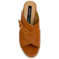 Load image into Gallery viewer, Sergio Rossi Tan Leather Criss Cross Wedge Espadrille Sandals