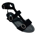 Load image into Gallery viewer, Prada Black / Silver Buckle Strap Suede Leather Flat Sandals