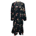Load image into Gallery viewer, Celine Black Multi Floral Crepe de Chine Folk Dress