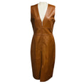 Load image into Gallery viewer, Prabal Gurung Brown Sleeveless V-Neck Lambskin Leather Midi Dress