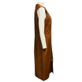 Load image into Gallery viewer, Prabal Gurung Brown Sleeveless V-Neck Lambskin Leather Midi Dress
