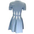 Load image into Gallery viewer, Alexander McQueen Light Blue / White Short Sleeved Flared Intarsia Knit Dress
