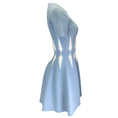Load image into Gallery viewer, Alexander McQueen Light Blue / White Short Sleeved Flared Intarsia Knit Dress
