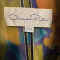 Load image into Gallery viewer, Oscar de la Renta Vintage Magenta / Green / Black / Gold Metallic Multi Floral Puffer Coat