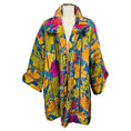 Load image into Gallery viewer, Oscar de la Renta Vintage Magenta / Green / Black / Gold Metallic Multi Floral Puffer Coat