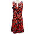 Load image into Gallery viewer, Carolina Herrera Black / White / Coral Printed Sleeveless Stretch Cotton Dress
