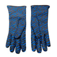Load image into Gallery viewer, Versace Blue / Black Logo Print Lambskin Leather Gloves
