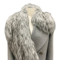 Load image into Gallery viewer, Michael Kors Collection Grey Banker Melange Wool Melton and Faux Fur Double Breasted Coat