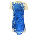 Load image into Gallery viewer, Valentino Ivory / Blue 2020 Floral Printed Short Sleeved Wool and Silk Crepe Dress
