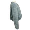 Load image into Gallery viewer, Celine Blue Brushed Mohair Cropped Cardigan Sweater with Gold Buttons