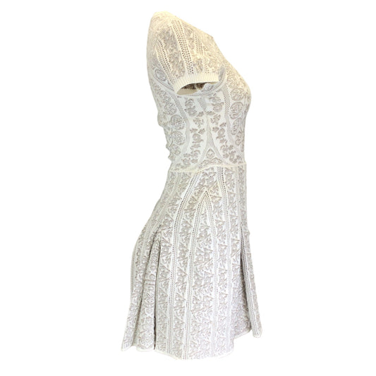 Valentino White / Beige Short Sleeved Cotton Knit Dress