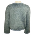 Load image into Gallery viewer, Celine Blue Brushed Mohair Cropped Cardigan Sweater with Gold Buttons