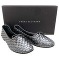Load image into Gallery viewer, Freda Salvador Gunmetal Woven Leather Roma Ballet Flats