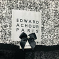 Load image into Gallery viewer, Edward Achour Black / White Fringed Tweed Jacket with Floral Applique