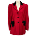 Load image into Gallery viewer, Moschino Cheap and Chic Red / Black Velvet Bow Adorned Wool Blazer