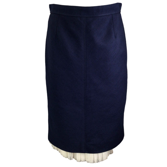 Louis Vuitton Navy Blue / Ivory Tulle Hem Linen Skirt