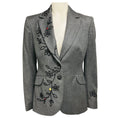 Load image into Gallery viewer, Moschino Cheap and Chic Grey / Black Floral Embroidered Wool Blazer with Ladybug Embellishments