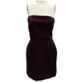 Load image into Gallery viewer, Alexander McQueen Black / Burgundy 2024 Pinstripe Strapless Mini Day Dress